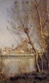 Nantes the Cathedral and the City Seen throuth the Trees plein air Romanticism Jean Baptiste Camille Corot